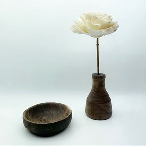 Artisan Handcrafted Solid Walnut Vase & Dish